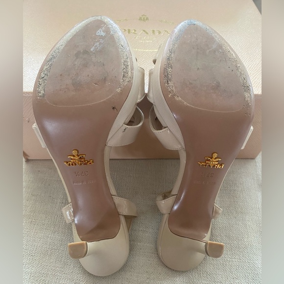 AUTHENTIC PRADA Sandal in Saffiano Leather, Color Seta, Size 37.5 / Size 7 - Picture 8 of 12